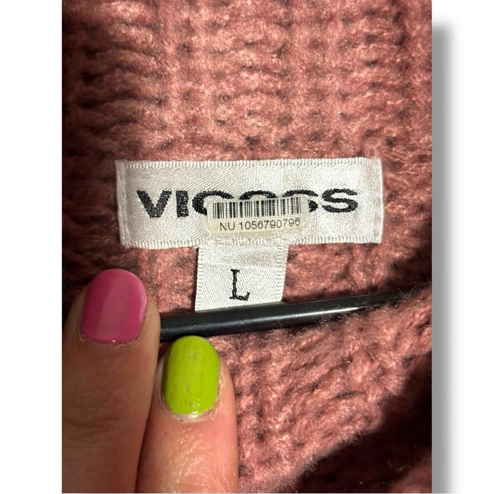 Vigoss Cozy Dusty Rose Rollover Knit Braided Sleeve Detail Turtleneck Sweater - Picture 10 of 16